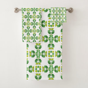 Leaf Pattern, Pattern Of Leaves, Green Leaves Bath Towel Set