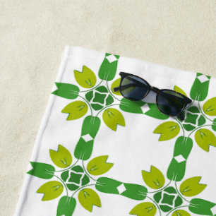 Leaf Pattern, Pattern Of Leaves, Green Leaves Beach Towel