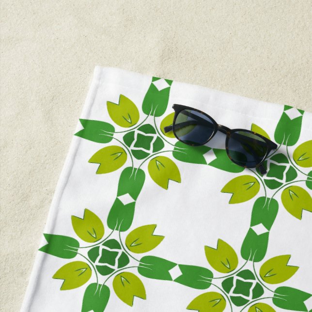 Leaf Pattern, Pattern Of Leaves, Green Leaves Beach Towel (In Situ)