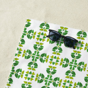 Leaf Pattern, Pattern Of Leaves, Green Leaves Beach Towel