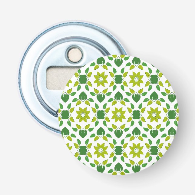 Leaf Pattern, Pattern Of Leaves, Green Leaves Bottle Opener (Front)