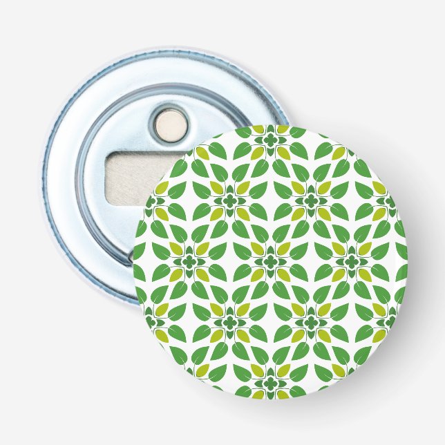 Leaf Pattern, Pattern Of Leaves, Green Leaves Bottle Opener (Front)