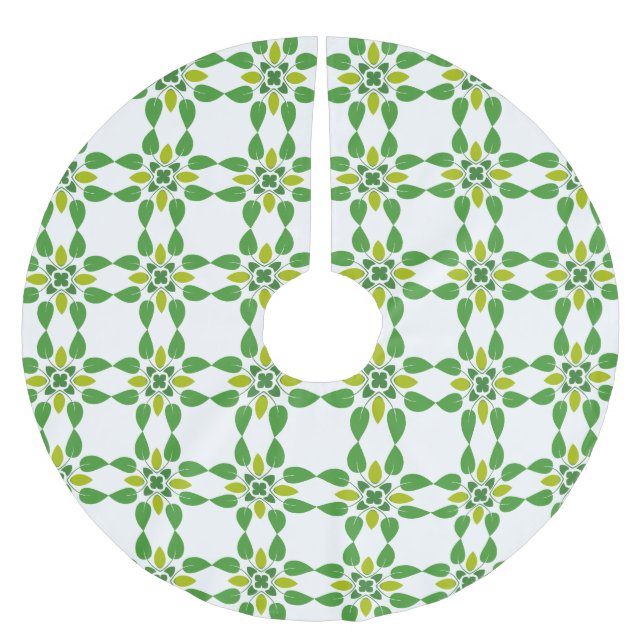 Leaf Pattern, Pattern Of Leaves, Green Leaves Brushed Polyester Tree Skirt (Front)