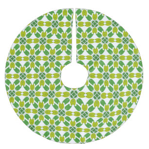 Leaf Pattern, Pattern Of Leaves, Green Leaves Brushed Polyester Tree Skirt