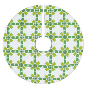 Leaf Pattern, Pattern Of Leaves, Green Leaves Brushed Polyester Tree Skirt