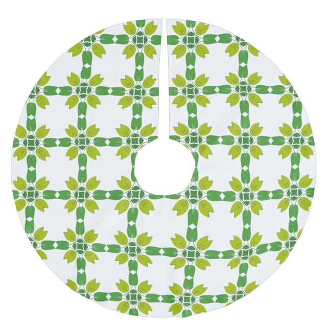 Leaf Pattern, Pattern Of Leaves, Green Leaves Brushed Polyester Tree Skirt (Front)