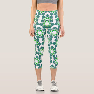 Leaf Pattern, Pattern Of Leaves, Green Leaves Capri Leggings
