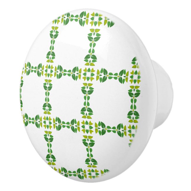 Leaf Pattern, Pattern Of Leaves, Green Leaves Ceramic Knob (Right)