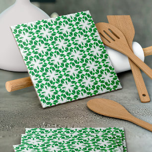 Leaf Pattern, Pattern Of Leaves, Green Leaves Ceramic Tile