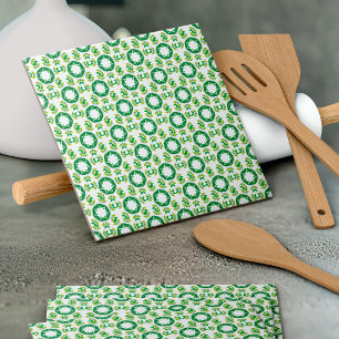 Leaf Pattern, Pattern Of Leaves, Green Leaves Ceramic Tile