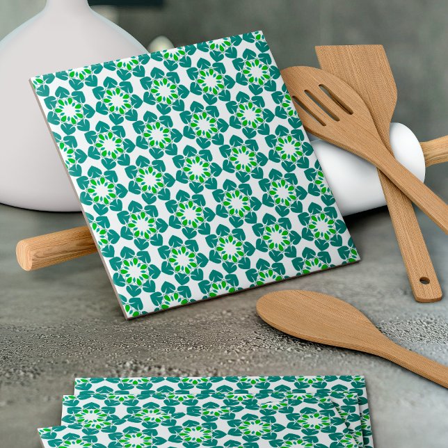 Leaf Pattern, Pattern Of Leaves, Green Leaves Ceramic Tile (Creator Uploaded)