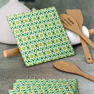 Leaf Pattern, Pattern Of Leaves, Green Leaves Ceramic Tile