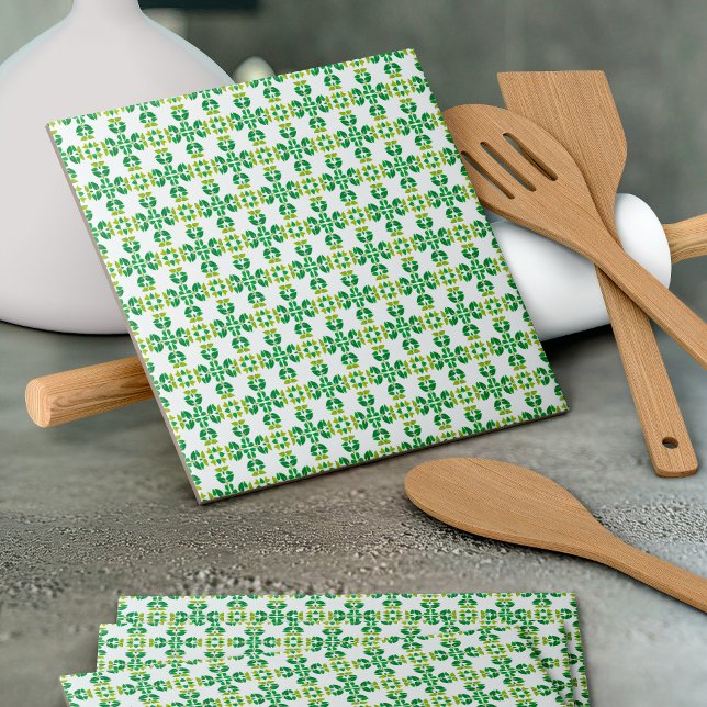 Leaf Pattern, Pattern Of Leaves, Green Leaves Ceramic Tile (Creator Uploaded)