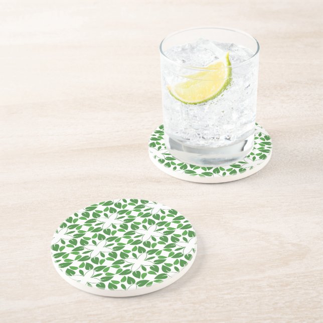 Leaf Pattern, Pattern Of Leaves, Green Leaves Coaster (Side)