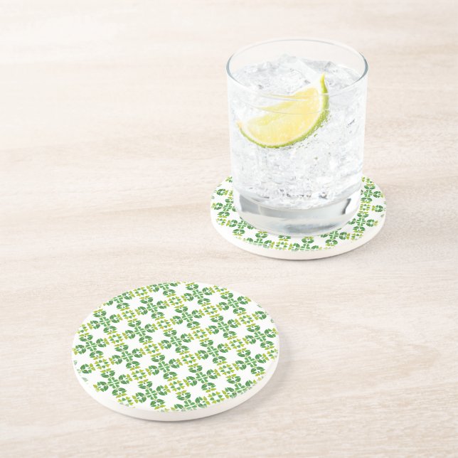 Leaf Pattern, Pattern Of Leaves, Green Leaves Coaster (Side)