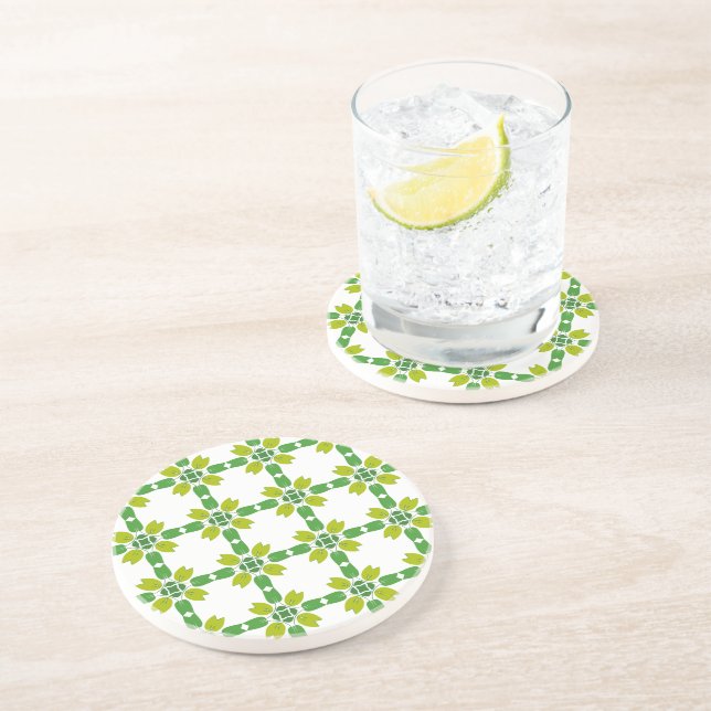 Leaf Pattern, Pattern Of Leaves, Green Leaves Coaster (Side)