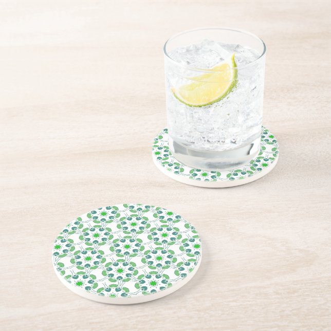 Leaf Pattern, Pattern Of Leaves, Green Leaves Coaster (Side)