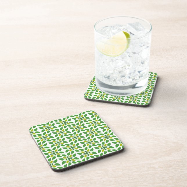 Leaf Pattern, Pattern Of Leaves, Green Leaves Coaster (Right Side)