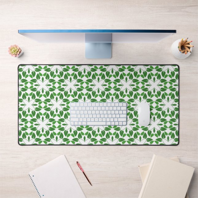 Leaf Pattern, Pattern Of Leaves, Green Leaves Desk Mat (Office 1)