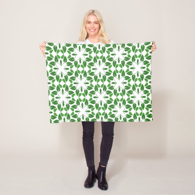 Leaf Pattern, Pattern Of Leaves, Green Leaves Fleece Blanket (In Situ)