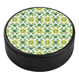 Leaf Pattern, Pattern Of Leaves, Green Leaves Hockey Puck