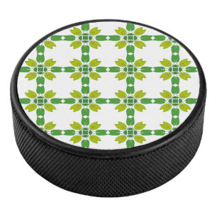 Leaf Pattern, Pattern Of Leaves, Green Leaves Hockey Puck