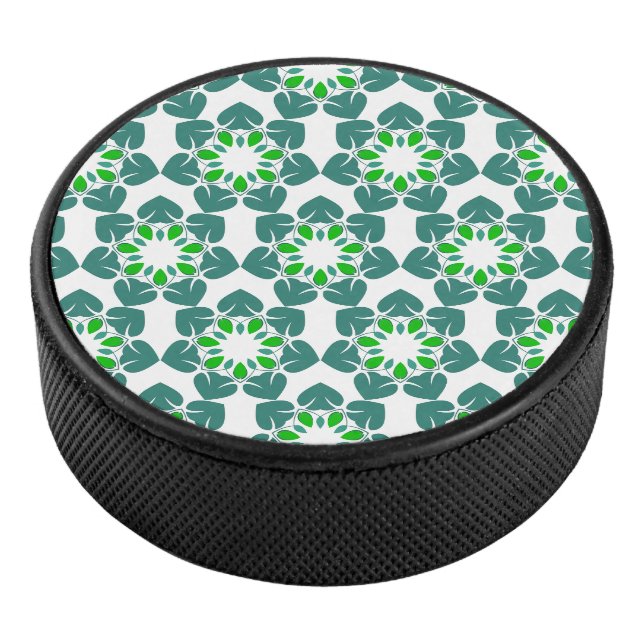 Leaf Pattern, Pattern Of Leaves, Green Leaves Hockey Puck (3/4)