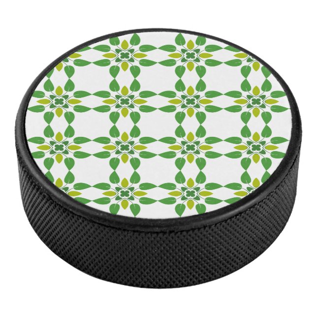 Leaf Pattern, Pattern Of Leaves, Green Leaves Hockey Puck (3/4)