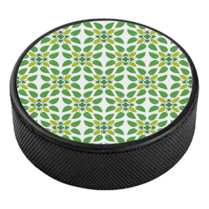Leaf Pattern, Pattern Of Leaves, Green Leaves Hockey Puck