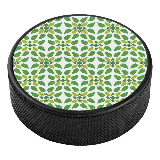 Leaf Pattern, Pattern Of Leaves, Green Leaves Hockey Puck (3/4)