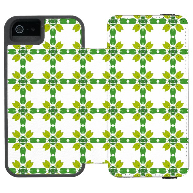 Leaf Pattern, Pattern Of Leaves, Green Leaves Incipio iPhone Wallet Case (Folio Open)