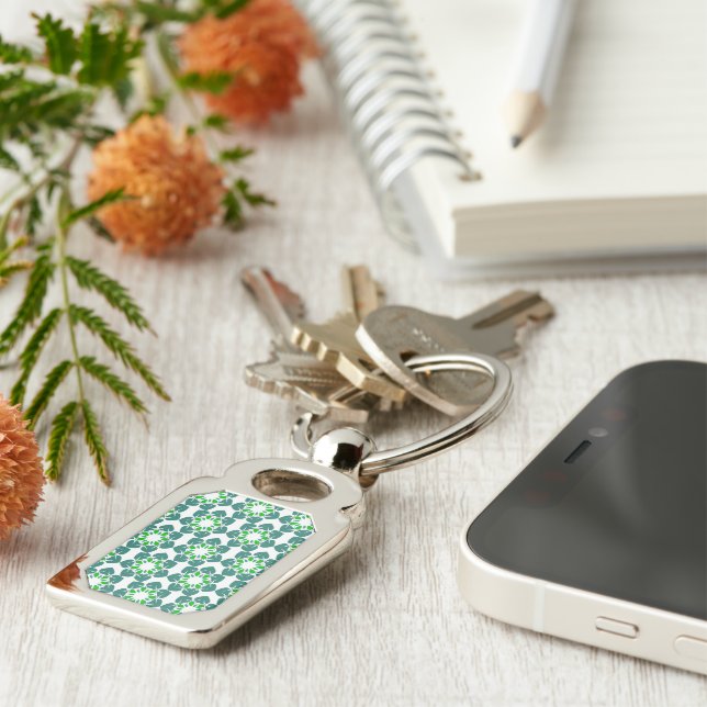 Leaf Pattern, Pattern Of Leaves, Green Leaves Key Ring (Side)