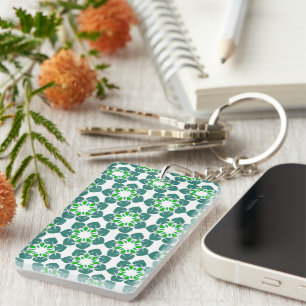Leaf Pattern, Pattern Of Leaves, Green Leaves Key Ring