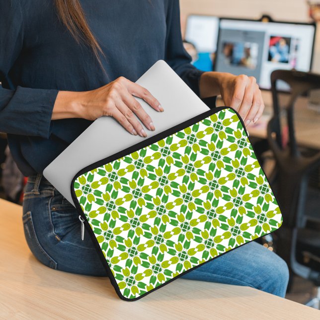 Leaf Pattern, Pattern Of Leaves, Green Leaves Laptop Sleeve (Creator Uploaded)