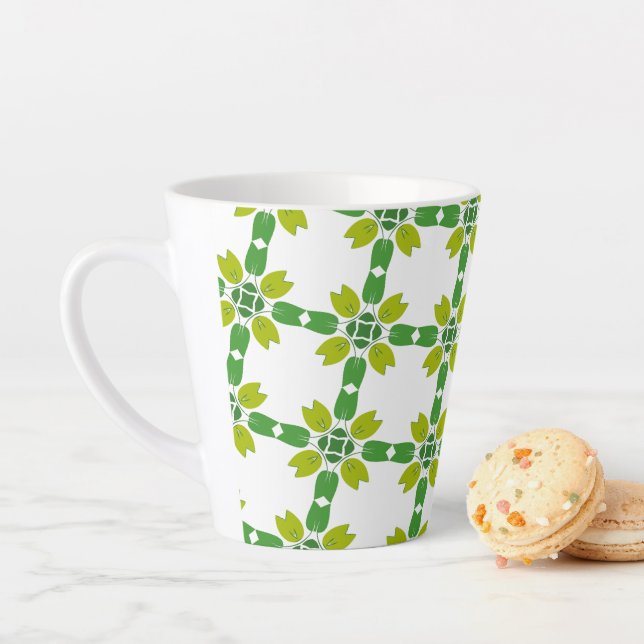Leaf Pattern, Pattern Of Leaves, Green Leaves Latte Mug (In Situ)