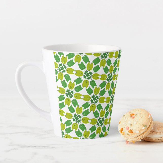 Leaf Pattern, Pattern Of Leaves, Green Leaves Latte Mug (In Situ)