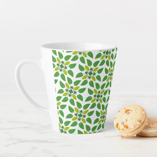 Leaf Pattern, Pattern Of Leaves, Green Leaves Latte Mug (In Situ)