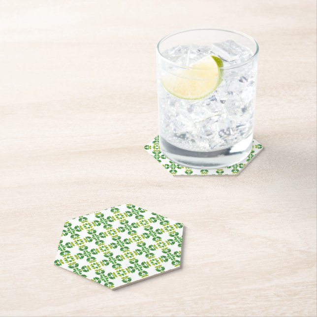 Leaf Pattern, Pattern Of Leaves, Green Leaves Paper Coaster (Insitu)