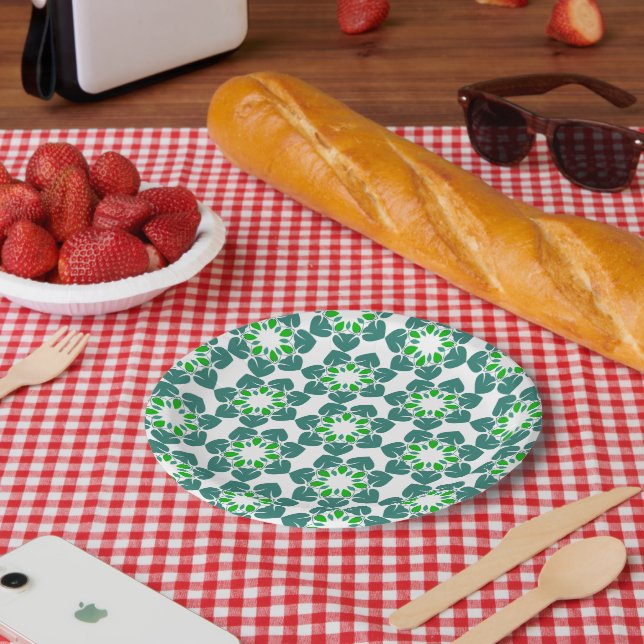 Leaf Pattern, Pattern Of Leaves, Green Leaves Paper Plate (Picnic)