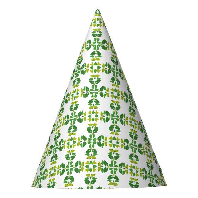 Leaf Pattern, Pattern Of Leaves, Green Leaves Party Hat (Front)