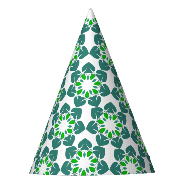 Leaf Pattern, Pattern Of Leaves, Green Leaves Party Hat (Front)