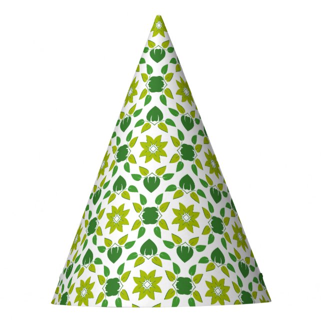 Leaf Pattern, Pattern Of Leaves, Green Leaves Party Hat (Front)