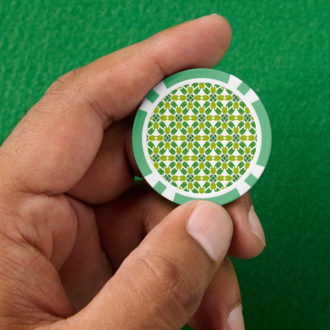 Leaf Pattern, Pattern Of Leaves, Green Leaves Poker Chips (Hand)