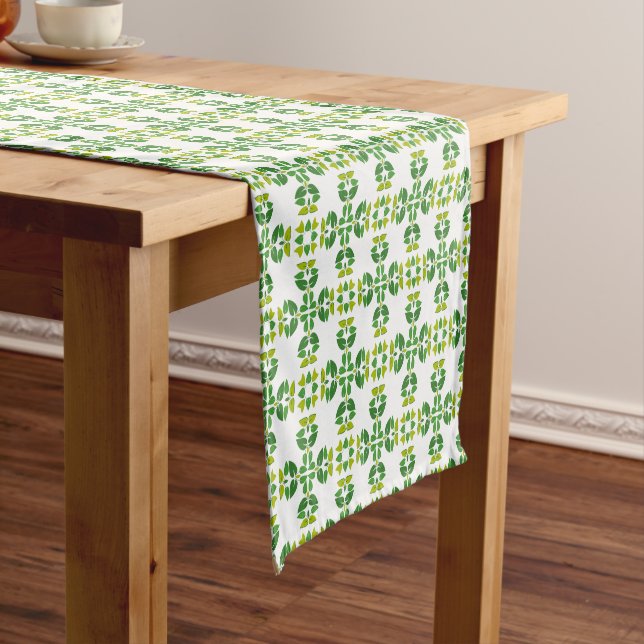 Leaf Pattern, Pattern Of Leaves, Green Leaves Short Table Runner (In Situ)