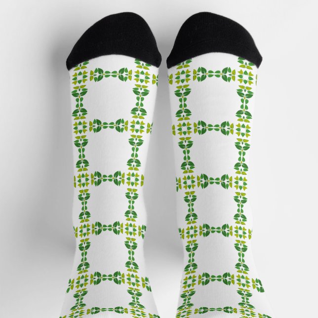 Leaf Pattern, Pattern Of Leaves, Green Leaves Socks (Top)
