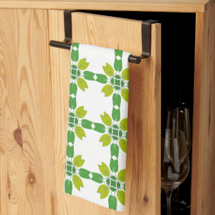 Leaf Pattern, Pattern Of Leaves, Green Leaves Tea Towel