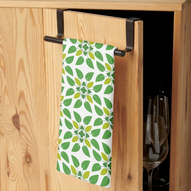 Leaf Pattern, Pattern Of Leaves, Green Leaves Tea Towel (Thirds Fold)