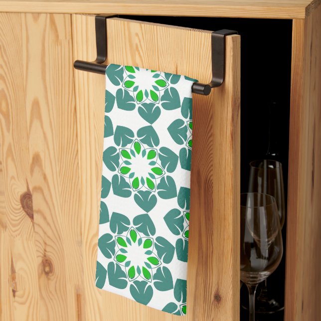 Leaf Pattern, Pattern Of Leaves, Green Leaves Tea Towel (Thirds Fold)