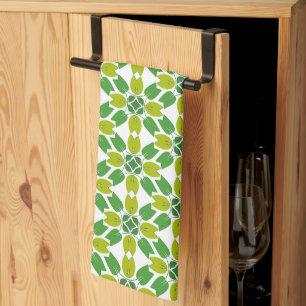 Leaf Pattern, Pattern Of Leaves, Green Leaves Tea Towel