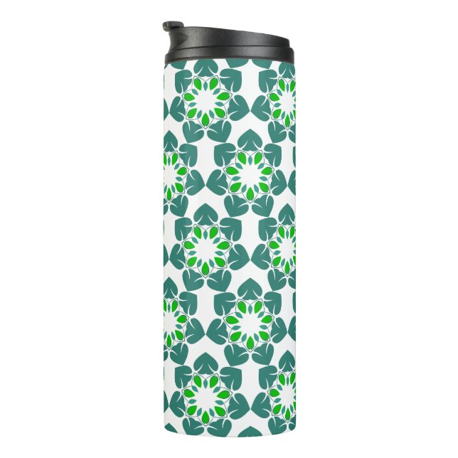 Leaf Pattern, Pattern Of Leaves, Green Leaves Thermal Tumbler (Rotated Right)
